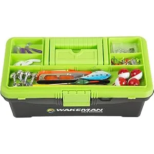 Fishing Single Tray Tackle Box- 55 Piece Tackle Gear Kit Includes Sinkers Pink - product information 2