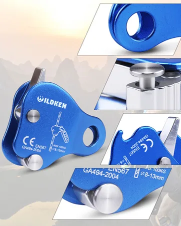 WILDKEN Rock Climbing Chest Ascender Climbing Mountaineering Tree Arborist Climbing Rappelling Equip for 10-13mm Rope Orange - Climbing Ascender