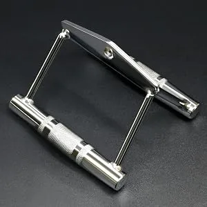 Yes4All Seated Row Double D Handle Cable Attachment  Double D Grip / Double Row Handle for Cable Attachment (Chrome) A. Double Row Chrome - Double grip row cable attachment