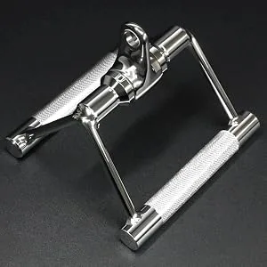 Yes4All Seated Row Double D Handle Cable Attachment  Double D Grip / Double Row Handle for Cable Attachment (Chrome) A. Double Row Chrome - Double grip row cable attachment