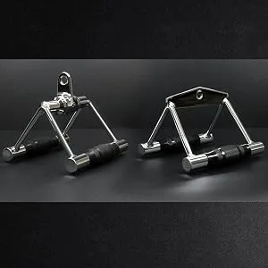 Yes4All Seated Row Double D Handle Cable Attachment  Double D Grip / Double Row Handle for Cable Attachment (Chrome) A. Double Row Chrome - Double grip row cable attachment