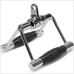 Yes4All Seated Row Double D Handle Cable Attachment  Double D Grip / Double Row Handle for Cable Attachment (Chrome) A. Double Row Chrome - Double grip row cable attachment