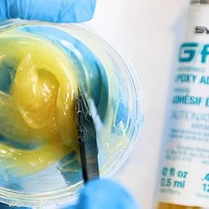 West System G/Flex Epoxy (2-4oz) UNITS - G/flex epoxy being stirred