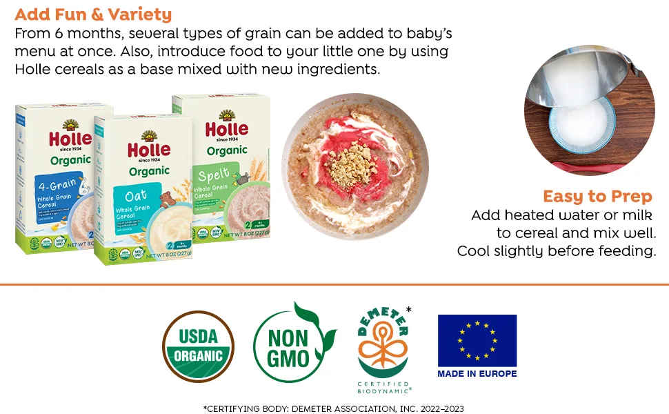 Holle Organic Wholegrain Oat Cereal, 8 OZ - Product details