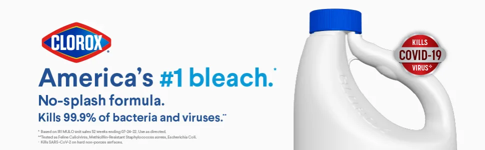 Clorox Splash-Less Bleach, Disinfecting Bleach, Regular  77 Fluid Ounce Bottle - image