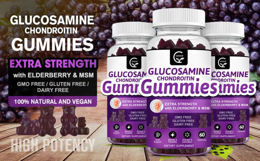 GORNVB Glucosamine Chondroitin Gummies with MSM & Elderberry Extra Strength - Joint Support, Antioxidant Immune Support Supplement for Adults, Men & Women - 60 Chondroitin Gummies (2 Pack) - Glucosamine Chondroitin Gummies