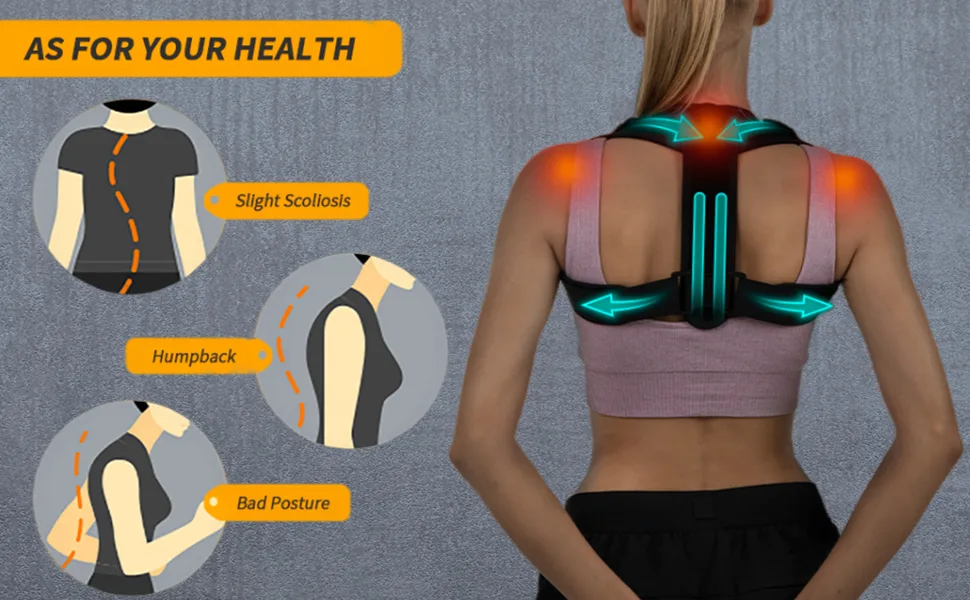 Posture Corrector for Women and Men,Adjustable Upper Back Brace, Breathable Back Support straightener, Providing Pain Relief from Lumbar, Neck, Shoulder, and Clavicle, Back Large - Posture Corrector for Women