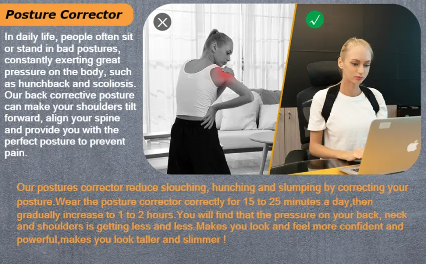 Posture Corrector for Women and Men,Adjustable Upper Back Brace, Breathable Back Support straightener, Providing Pain Relief from Lumbar, Neck, Shoulder, and Clavicle, Back Large - Posture Corrector for Women