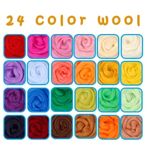 JUPEAN Needle Felting Kit, Wool Roving (5g/Color), Complete Needle Felting Starter Kit with Basic Felt Tools and Supplies Wool Fibre Spinning Craft Wet Felting Material for Beginners - Felt Tools and Supplies