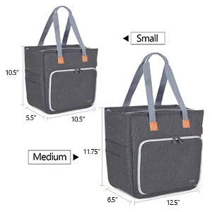 Luxja Small Knitting Tote Bag, Yarn Storage Bag for Carrying Projects, Knitting Needles, Crochet Hooks and Other Accessories, Gray Gray Small - yarn storage knitting bag