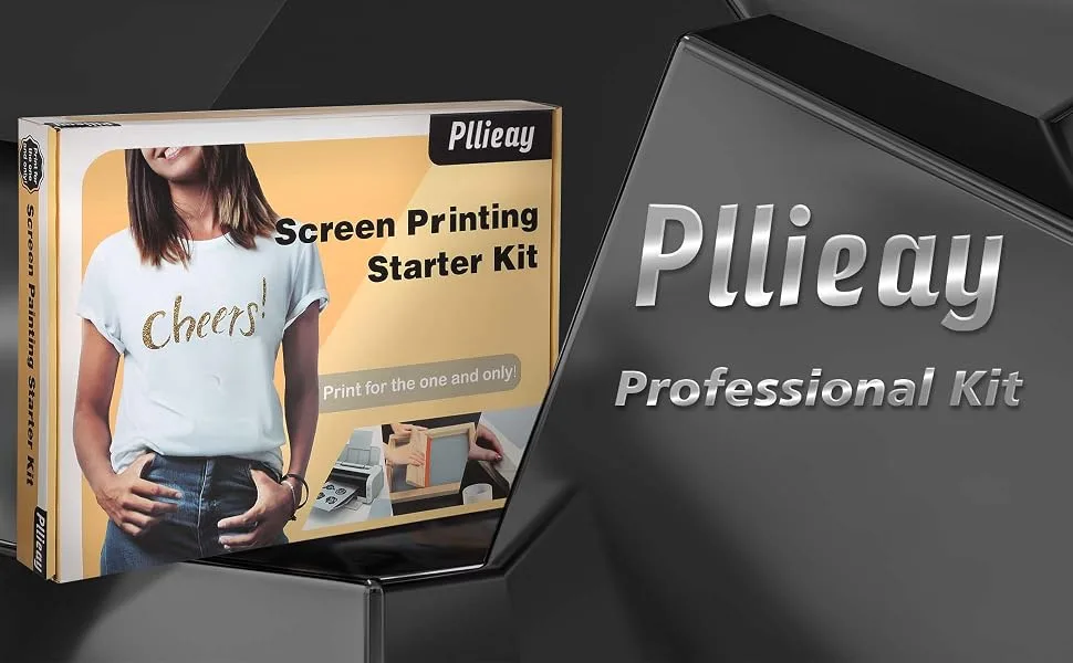 Pllieay 42 Pieces Screen Printing Kit with Instructions, Include 2 Pieces Wood Silk Screen Printing Frames, 5 Colors Fine Glitter, Screen Printing Squeegee, and Waterproof Transparency Films - screen printing kit