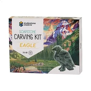 STUDIOSTONE CREATIVE Eagle Soapstone Sculpture Stone Carving DIY Arts Crafts Kit Kids Adults - Soapstone eagle carving craft kit box