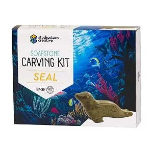 Studiostone Creative Seal Soapstone Sculpture Stone Carving DIY Arts Crafts Kit Kids Adults - Seal soapstone carving kit craft box
