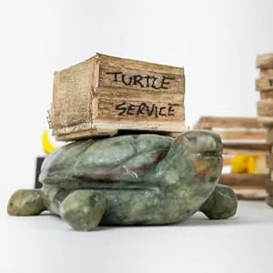 STUDIOSTONE CREATIVE Turtle Soapstone Sculpture Stone Carving DIY Arts and Crafts Kit for Kids Adults - Soapstone turtle with box on back that says