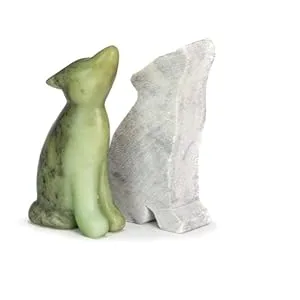 STUDIOSTONE CREATIVE Wolf Soapstone Sculpture Stone Carving DIY Arts Crafts Kit Kids Adults - Raw stone and carved soapstone wolf sculpture