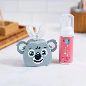 AutoBrush Kids Fluoride Foaming Toothpaste Strawberry Flavor, Foam Toothpaste for Electric or U-Shaped Toothbrush, SLS-Free, Travel Friendly (3 Pack) Fluoride 3 Pack - 300x300 Strawberry