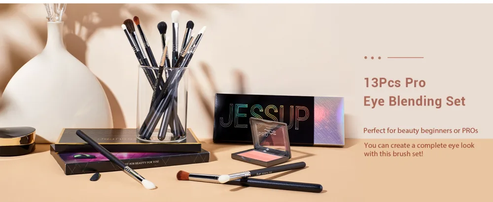 Jessup Eye Makeup Brushes Set Professional Blending Brush for Makeup Eyeshadow 13pcs Premium Synthetic Blender Brush Makeup Black T338 B-13pcs - eye brush