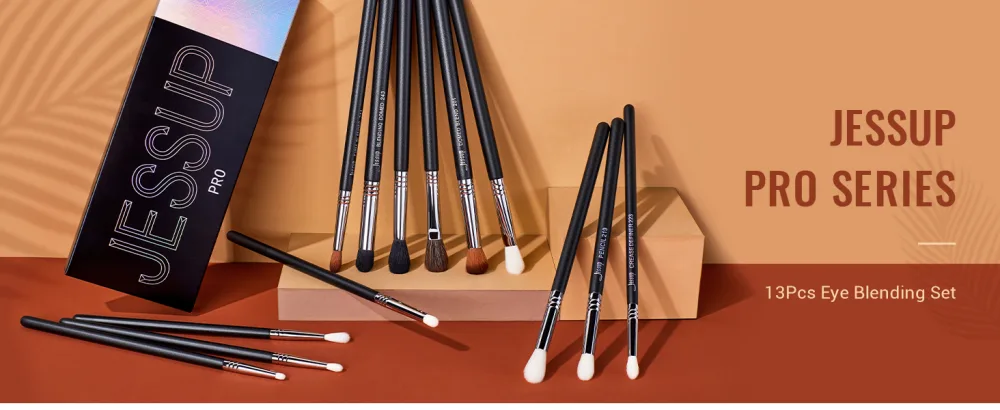 Jessup Eye Makeup Brushes Set Professional Blending Brush for Makeup Eyeshadow 13pcs Premium Synthetic Blender Brush Makeup Black T338 B-13pcs - eyeshadow brush set