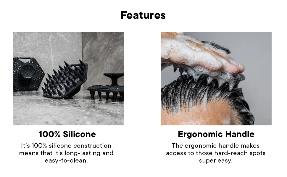 Tooletries - Scalp Massager & Hook - Silicone Toiletry Scrubber & Holder, Shower & Bathroom Accessory - Features Silicone-Grip Technology, Removable & Reusable - Scalp Massager