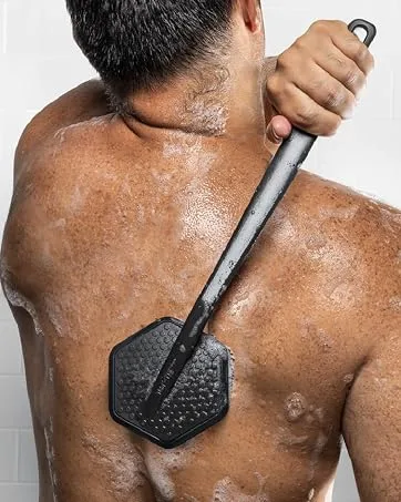 Tooletries - Scalp Massager & Hook - Silicone Toiletry Scrubber & Holder, Shower & Bathroom Accessory - Features Silicone-Grip Technology, Removable & Reusable - Tooletries