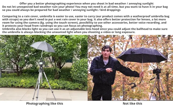 Hot Shoe Umbrella/Sunshade, Protects Camera from Rain, Bird Droppings, Sunlight, Snow, Camera Umbrella, Waterproof Camera Accessory Big - Camera DSLR umbrella