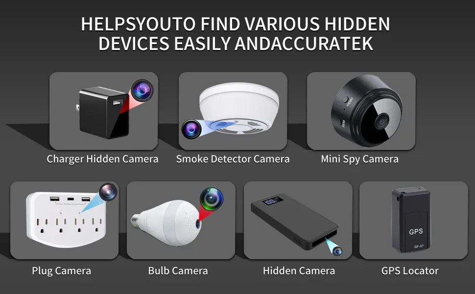 Hidden Camera Detectors Anti Spy Detector Hidden Devices Spy Camera Bug RF Listening Device Car GPS Tracker Detector Wireless Signa Black - Hidden Camera Detectors Anti Spy Detector