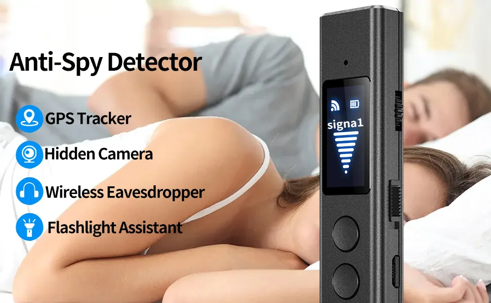 Hidden Camera Detectors Anti Spy Detector Hidden Devices Spy Camera Bug RF Listening Device Car GPS Tracker Detector Wireless Signa Black - Hidden Camera Detectors Anti Spy Detector