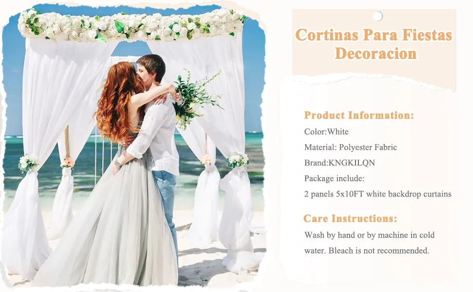 10x10FT White Backdrop Curtains for Parties - White Wedding Backdrop for Baby Shower Birthday Photo Home Party Curtains Backdrop 5x10FT 2 Panels, One size - white backdrop curtain