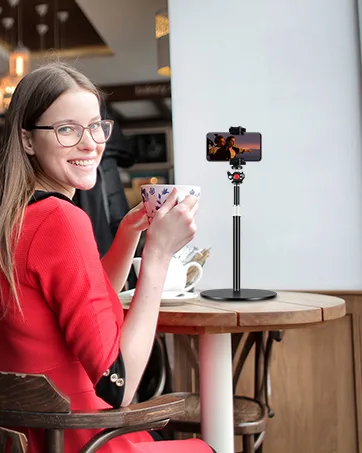 Nycetek Webcam Tripod Stand for Desk: Webcam Stand for Logitech Brio | C920 | C922 - Height & Angle Adjustable Desktop Tripod for Light & 1/4" Thread for Live Streaming | Video Calling 9.2''-15.5'' - webcam stand