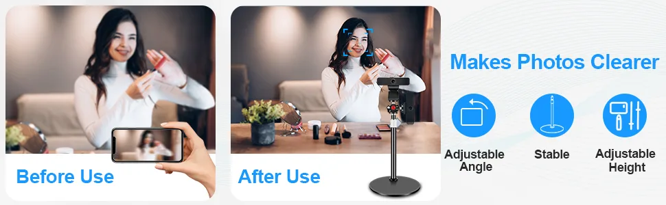 Nycetek Webcam Tripod Stand for Desk: Webcam Stand for Logitech Brio | C920 | C922 - Height & Angle Adjustable Desktop Tripod for Light & 1/4" Thread for Live Streaming | Video Calling 9.2''-15.5'' - webcam stand