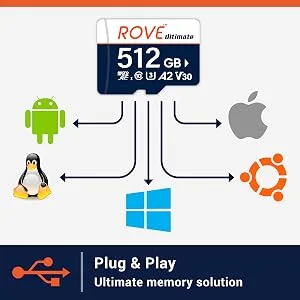 ROVE Ultimate Micro SD Card microSDXC 128GB Memory Card with USB 3.2 Type C Card Reader 170MB/s C10, U3, V30, 4K, A2 for Dash Cam, Android Smart Phones, Tablets, Games - micro sd card rove dash cam 4k car memory cards 128 256 512 GB tarjeta de memoria sdhc sdxc adapte