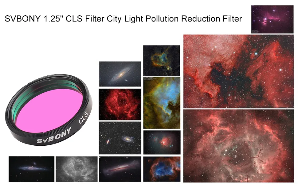 SVBONY Telescope Filter 1.25 inches CLS Filter City Light Pollution Reduction Filter Broadband Filter Suitable for Deep Sky Visual Astronomical Photography - product information 1