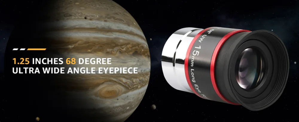 SVBONY Telescopes Eyepieces 1.25 inches Eyepiece 68 Degree Ultra Wide Angle Telescope Accessory (15mm) - eyepiece