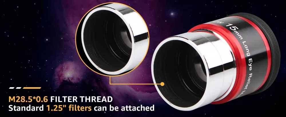 SVBONY Telescopes Eyepieces 1.25 inches Eyepiece 68 Degree Ultra Wide Angle Telescope Accessory (15mm) - eyepiece