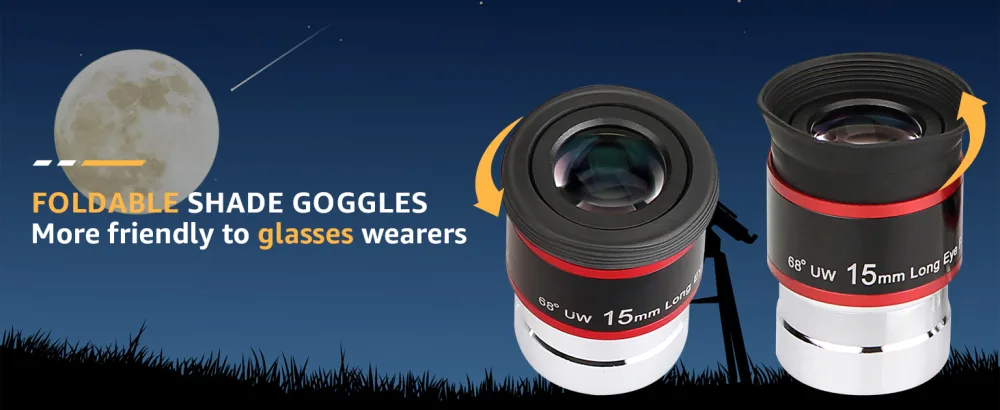 SVBONY Telescopes Eyepieces 1.25 inches Eyepiece 68 Degree Ultra Wide Angle Telescope Accessory (15mm) - eyepiece