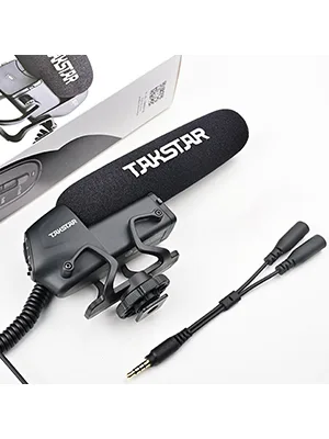 TAKSTAR SGC-600 Camera Microphone, Universal Shotgun Microphone for iPhone, Android Phone, Canon/Nikon/Sony Camera&Camcorder, Video Mic with Shock Mount, Windscreen and 3.5mm Jack - Package Include