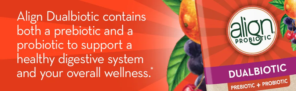 Align DualBiotic, Prebiotic + Probiotic for Women and Men, Help Nourish and Add Good Bacteria for Digestive Support, Natural Fruit Flavors, 90 Gummies - Align Dual biotic contains both a prebiotic and probiotic to support a healthy digestive system