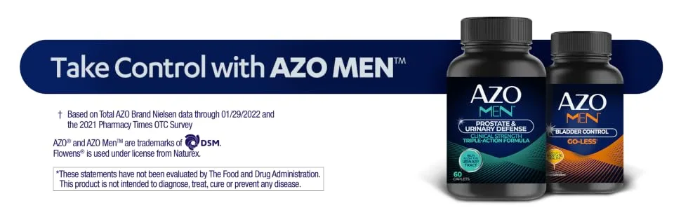 AZO Men Prostate and Urinary Defense, Clinical Strength Prostate Supplement for Men, Promotes Healthy Prostate Function and Size*, Supports Healthy Urine Flow*, 60 Count - AZO Mens Prostate & Urinary