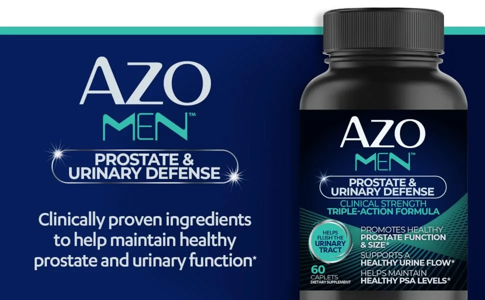 AZO Men Prostate and Urinary Defense, Clinical Strength Prostate Supplement for Men, Promotes Healthy Prostate Function and Size*, Supports Healthy Urine Flow*, 60 Count - AZO Mens Prostate & Urinary