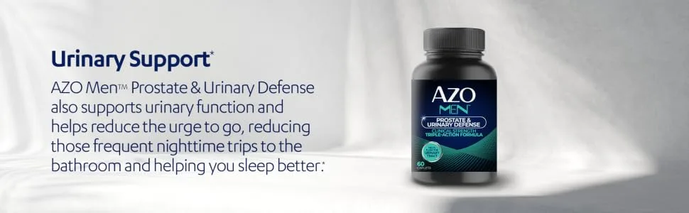 AZO Men Prostate and Urinary Defense, Clinical Strength Prostate Supplement for Men, Promotes Healthy Prostate Function and Size*, Supports Healthy Urine Flow*, 60 Count - AZO Mens Prostate & Urinary