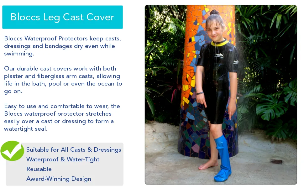 Bloccs Waterproof Cast Protector Leg - #CSL75-L - Child Short Leg - (Large) Large (Pack of 1) - bloccs durable waterproof leg cast cover