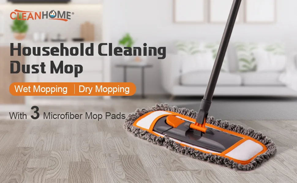 CLEANHOME Mops for Floor Cleaning with 3 Different Washable Mop Pads and Extendable 55 Long Handle, Multifunction Dust Mop for Hardwood,Marble,Tile Floor Mopping Mop two - product information 1