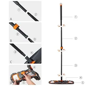 CLEANHOME Mops for Floor Cleaning with 3 Different Washable Mop Pads and Extendable 55 Long Handle, Multifunction Dust Mop for Hardwood,Marble,Tile Floor Mopping Mop two - product information 2