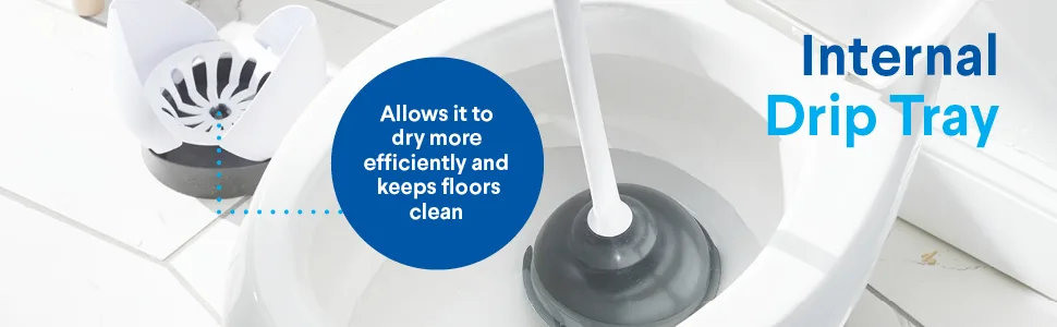 Clorox Toilet Plunger and Hideaway Caddy Bathroom Combo, White/Grey 1-Pack - plunger with caddy