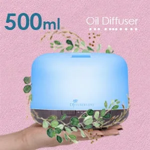 Diffuserlove Essential Oil Diffuser 500ML Ultrasonic Aromatherapy Diffuser Mist Humidifiers with Mute Design, Timer and Waterless Auto Shut-Off, 7 Color LED Lights for Office Home Bedroom Black - Diffuserlove