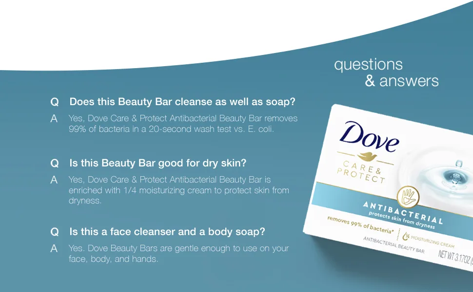 Dove Beauty Bar For All Skin Types Antibacterial Protects from Skin Dryness 3.75 oz 14 Bar - product information 3