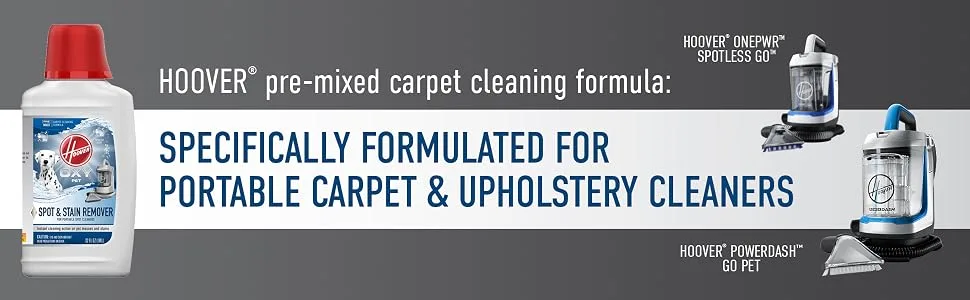 Hoover Oxy Premixed Spot Cleaner Solution, Stain Remover and Odor Neutralizer for Pets, Carpet Cleaning Shampoo, 50oz Formula, AH31703, White - spot stain remover carpet cleaner formula solution for pets pet mess upholstery pre mixed home odor