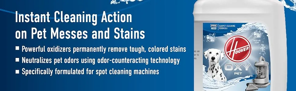 Hoover Oxy Premixed Spot Cleaner Solution, Stain Remover and Odor Neutralizer for Pets, Carpet Cleaning Shampoo, 50oz Formula, AH31703, White - spot stain remover carpet cleaner formula solution for pets pet mess upholstery pre mixed home odor