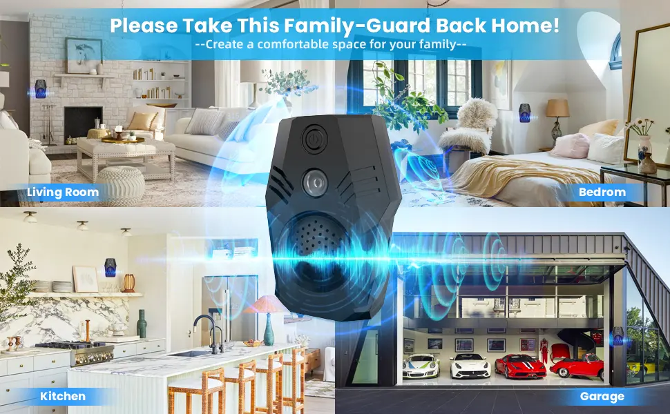Superior Rodent Repeller, Electronic Ultrasonic Squirrel Mouse Repellent Plug in, Rat Repeller, Repel Rodents, Mice, Rats, Squirrels(White-Blue) Black - Repel Rodents