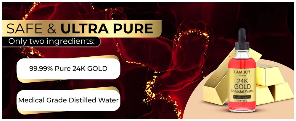 I Am Joy: Liquid Colloidal Gold 24k 99.99% Pure 100ppm Ruby Red Water Based All Natural Electrolysis 4oz Glass Bottle - liquid gold